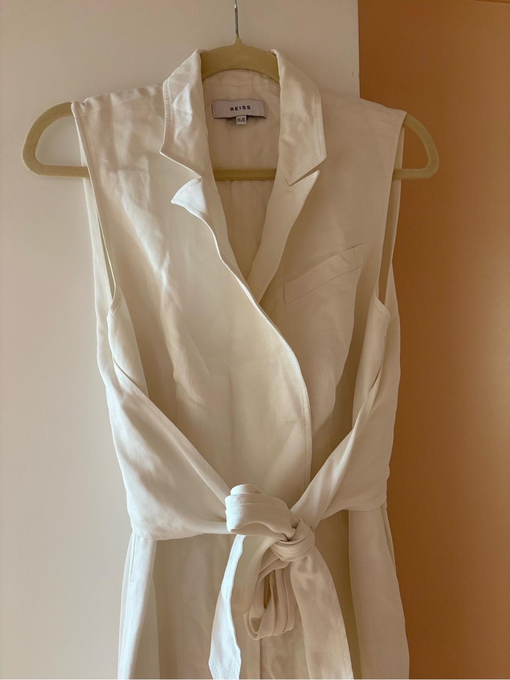 Reiss Sleeveless Tie-Waist Jumpsuit in Ivory
